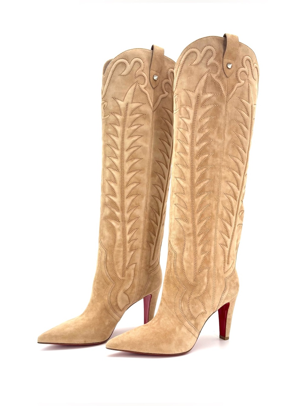 Christian Louboutin Santia Botta Pull On Western Knee High Boots 38.5